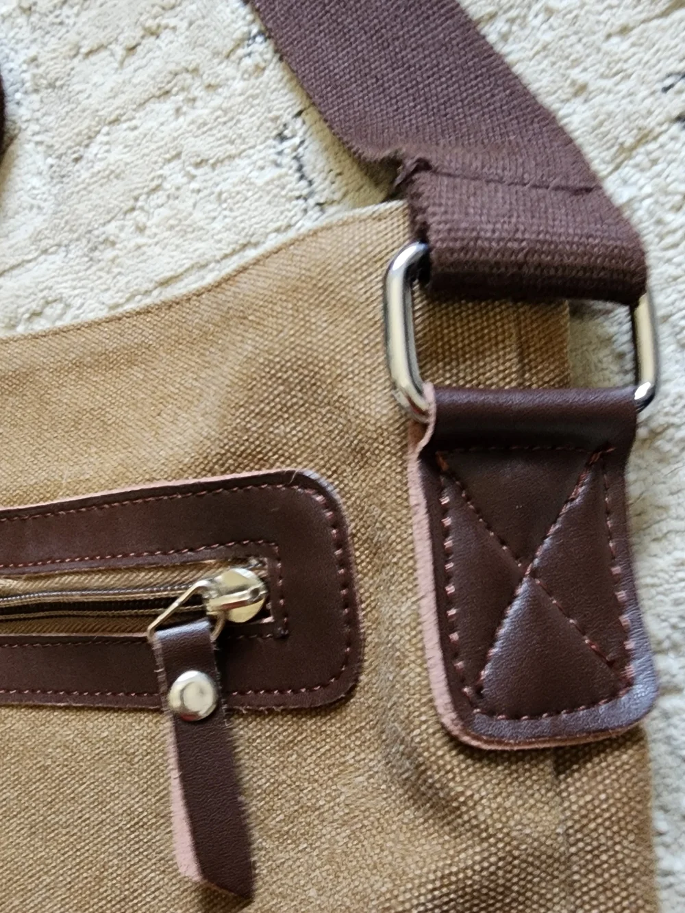 Gustin Brown Canvas Crossbody Bag for Men